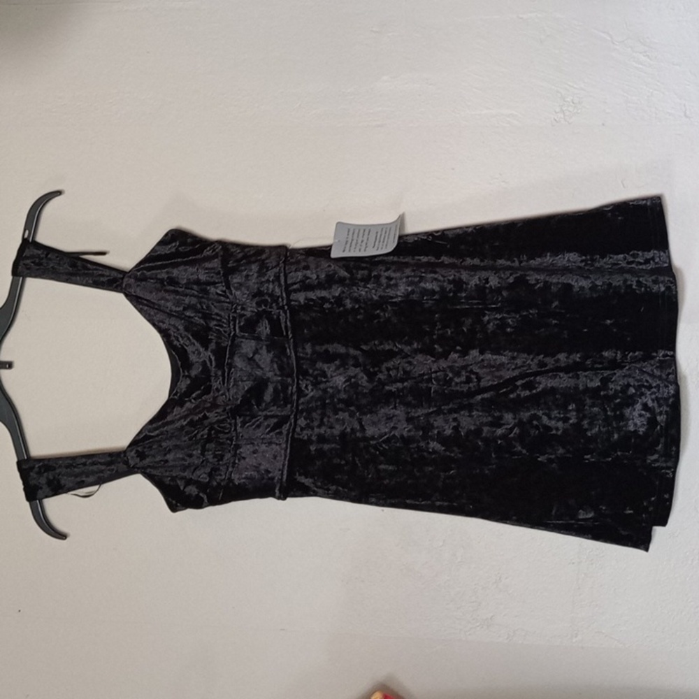Lush Crushed Velvet Goth mini Slip Black Dress Size S New with Tags